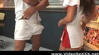 He takes his teen asian gf to a sex shop WTF porn video