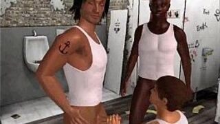 These three sexy 3D interracial studs are fucking porn video