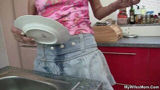 Cheating sex at the kitchen with m.-in-law porn video
